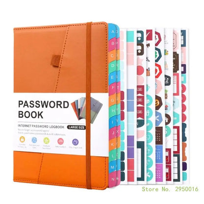 A5 PU Hardcover Password Book with Alphabetical Tabs – Password Keeper Notebook for Internet Login Storage