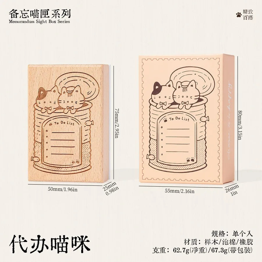 Cute Cat Wood Stamp Calendar – Daily & Monthly Planner Stamps for Journaling, Scrapbooking & DIY Crafts