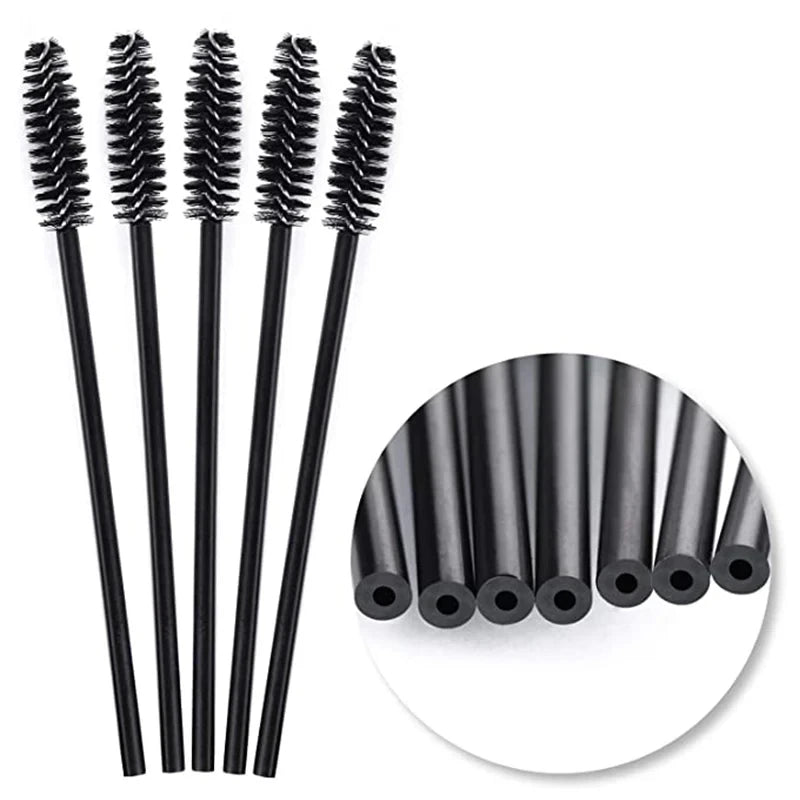 50/1000pcs Disposable Eyelash Brushes - Mascara Wands, Eyebrow Spoolie Applicators & Makeup Extension Tools