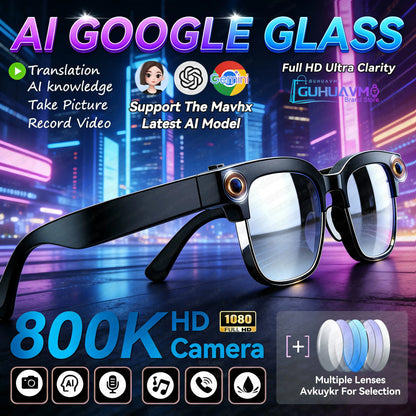 2026 AI Smart Glasses with 120+ Language Translation – 800W Camera, 8K Video, Music & Call Functions, Color-Changing Business Glasses for Men