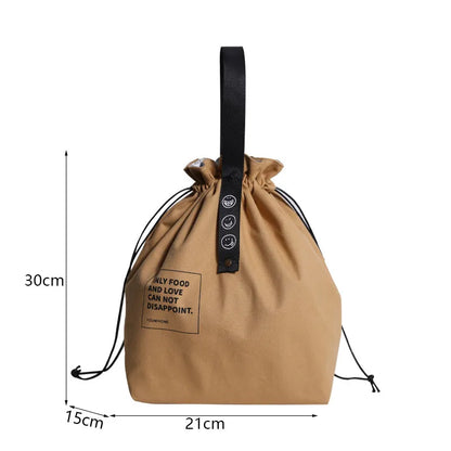 Canvas Lunch Bag – Portable Bento Box Handbag for Outdoor Picnic, School, and Food Storage, Fresh-Keeping Tote Accessory