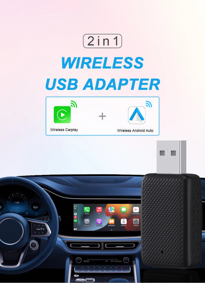 Wired to Wireless CarPlay & Android Auto Adapter – 2-in-1 Smart Box with Auto Connect for Mazda, Audi, Kia, Ford