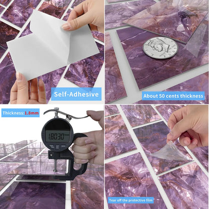 16PCS Marble Pattern Wall Stickers - Waterproof Oil-Proof PET Foam Kitchen Backsplash & Decorative Wallpaper Panels