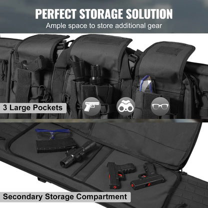 VEVOR Tactical Double Rifle Bag – 36/42" Soft Gun Case with Lockable Zipper for Two Rifles & Pistols