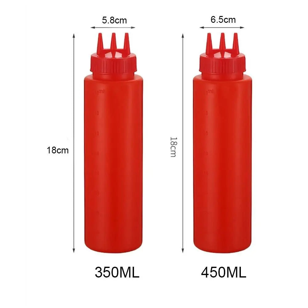 Plastic Squeeze Sauce Bottle – Graduated Jam & Salad Container with 3 Nozzles
