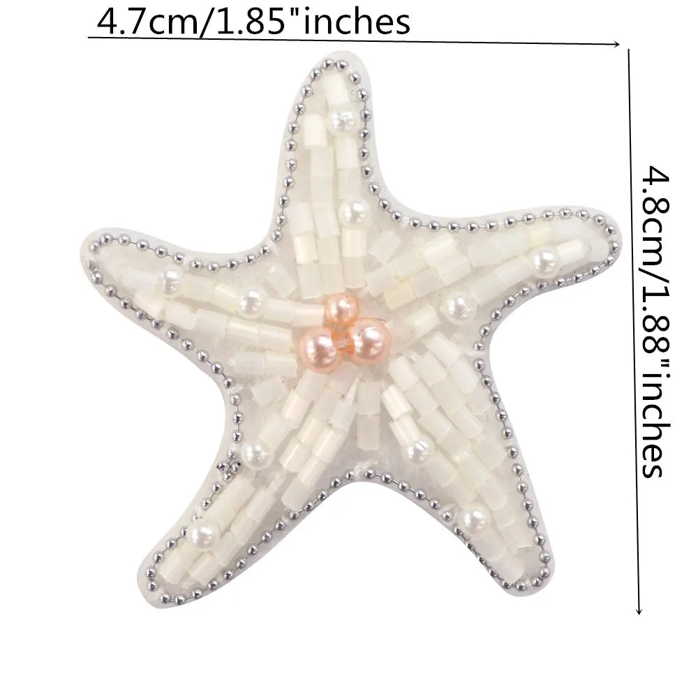 3D Handmade Ocean Animal Patches - Beaded Seahorse Crab Starfish DIY Sewing Accessories & Craft Ornaments