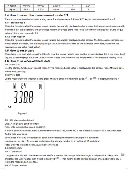 Digital Torque Wrench Meter 0.1-340 N·m Adjustable Electronic Torque Meter Adapter for Professional Repairs