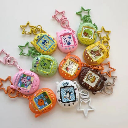 Tamagotchi Mini Cartoon Keychain - Cute Virtual Pet Pendant for Phones, Bags and Gaming Accessories