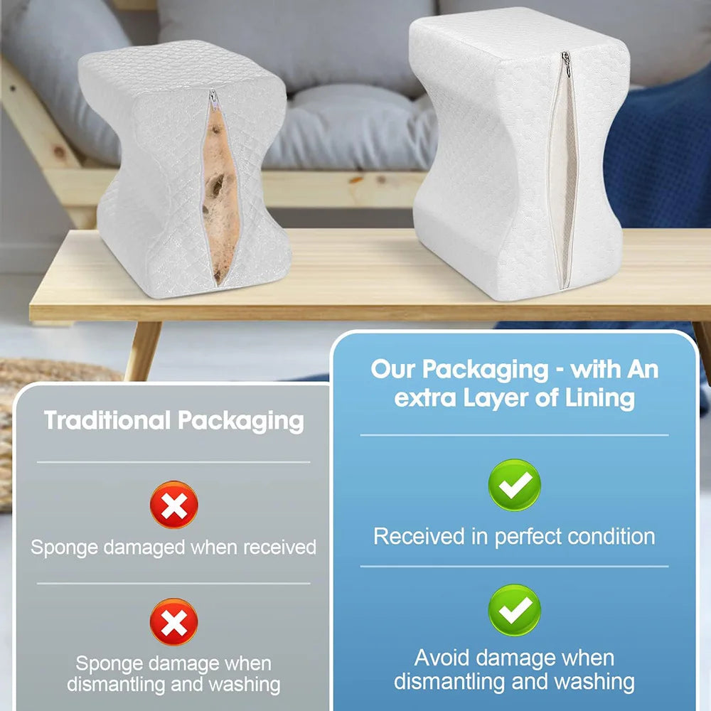Memory Foam Leg & Knee Pillow – Side Sleeping Support with Removable, Washable Cover