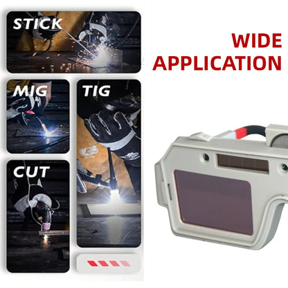Auto-Darkening Welding Goggles - Solar Powered MMA TIG MIG Arc Welding Safety Glasses