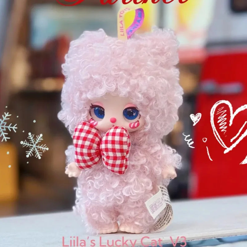 Liila Lucky Cat V3 Series Blind Box Toy – Plush Vinyl Pendant Doll, Kawaii Anime Figure Handbag Charm for Girls Gift