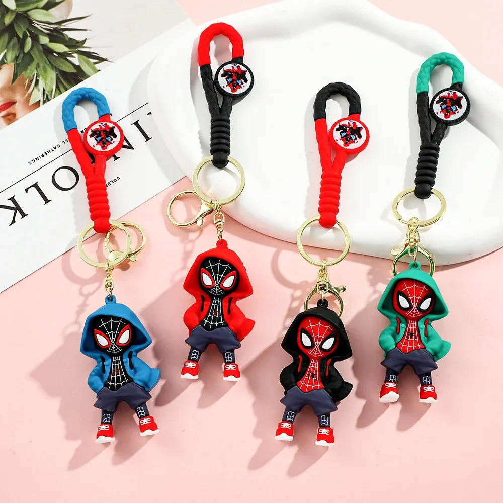 Marvel Spider-Man Action Figure Keychain — Cute Avengers Doll Widget with Iron Man & Captain America for Birthday Gifts