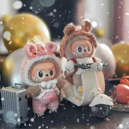 Labubu Doll Mini Electric Motorcycle – Cute Doll Toy with Lights and Music, DIY Accessories, Fun Christmas Gift for Kids