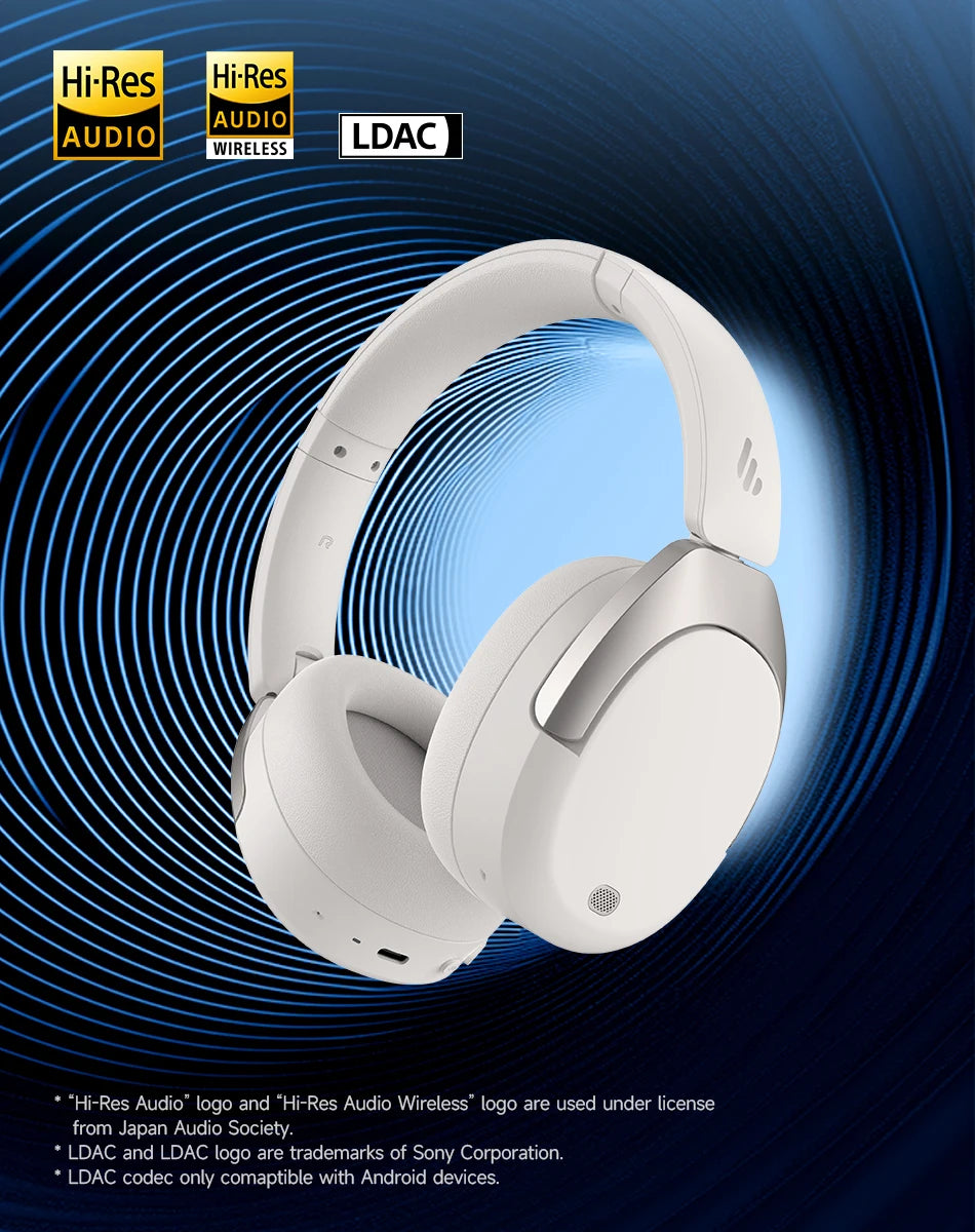 Edifier W830NB Wireless Bluetooth 5.4 Headphones | Active Noise Cancelling Hi-Res Over-Ear Headset, LDAC, Foldable, 94H Playtime