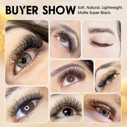 MASSCAKU W-Shaped Eyelash Extensions – 3D to 10D Natural Soft Lightweight Fans