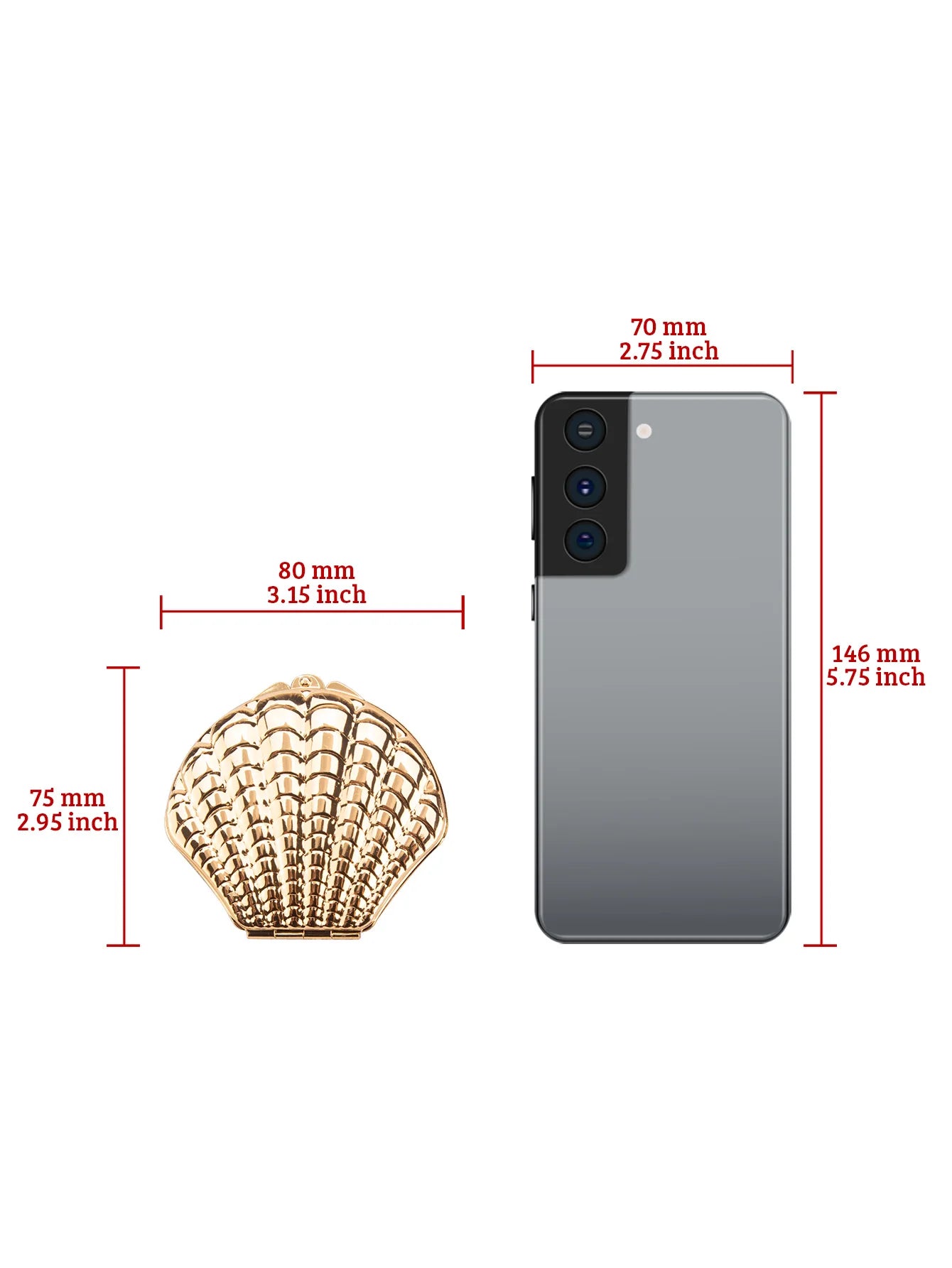 Golden Shell Double-Sided Makeup Mirror - Portable Elegant Beauty Mirror Gift for Girlfriend, Mom, Wife & Sister