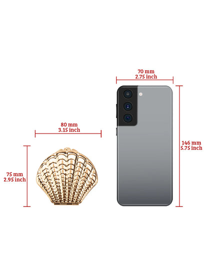 Golden Shell Double-Sided Makeup Mirror - Portable Elegant Beauty Mirror Gift for Girlfriend, Mom, Wife & Sister