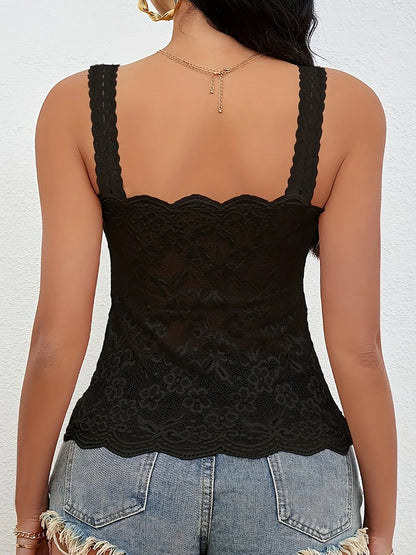 Lace Camisole for Women - Sleeveless Hollow Vest with Removable Breast Pads, Stylish Inner Top