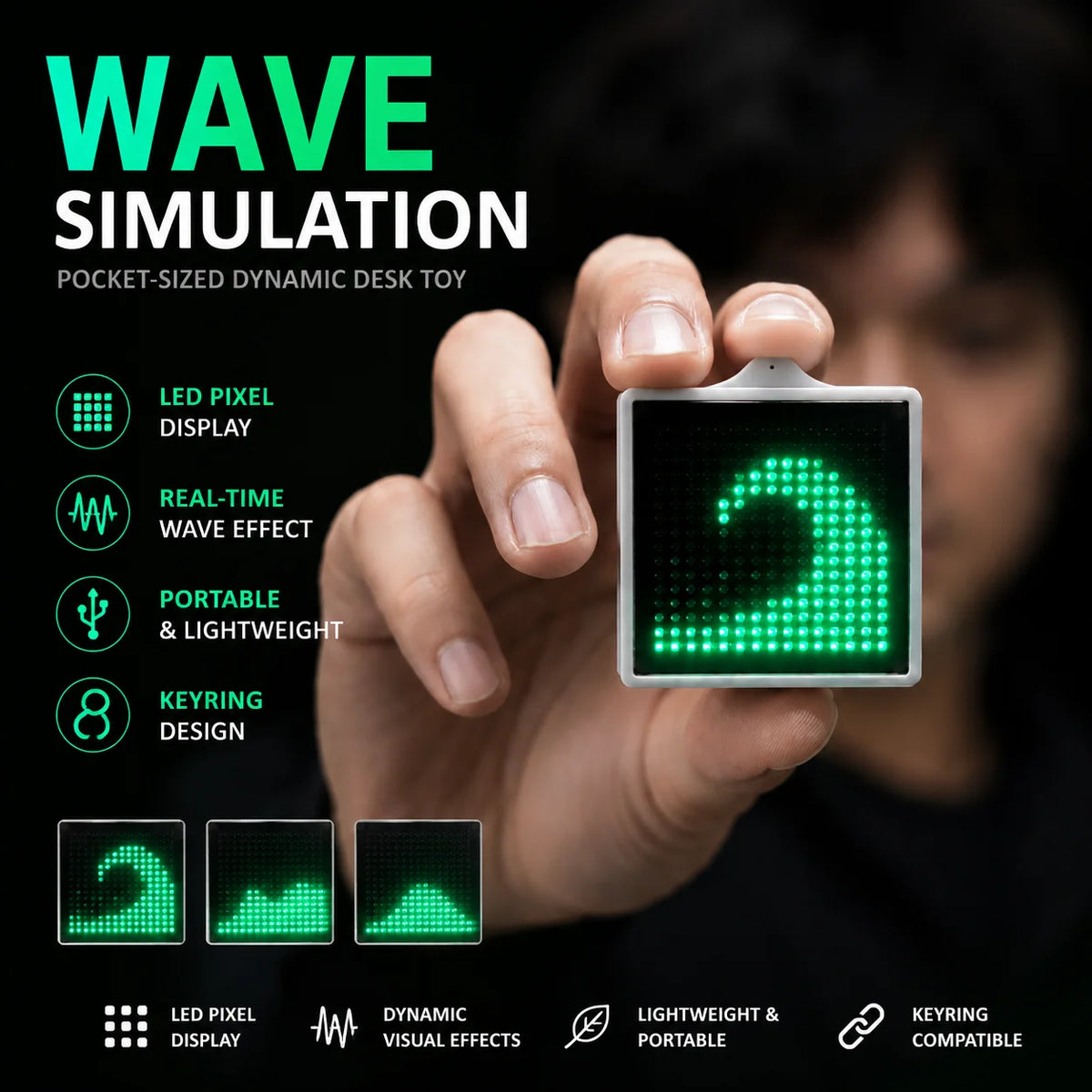 Water Wave Flow Simulation Pendant - Luminous Desktop Ornament & Decorative Bag or Necklace Charm