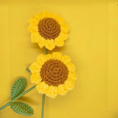 Finished Crochet Sunflower Bouquet – Handmade Artificial Flowers, 2024 Mother's Day Gift, Home & Room Decor