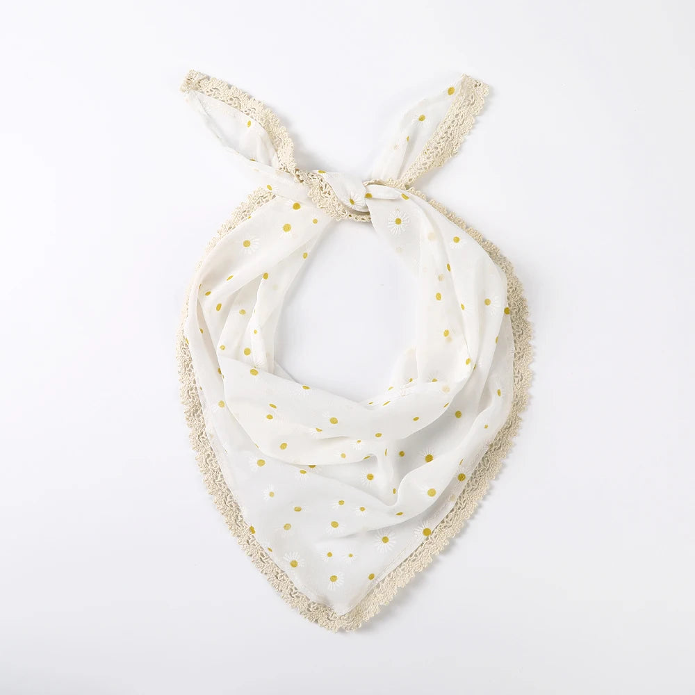 Fabric Printing Triangle Scarf — Flower Turban Bandana Headband for Women Retro Hair Accessories