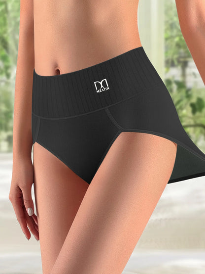 High-Waisted Tummy Control Panties - 4-Piece Cotton Breathable Women's Shaping Underwear Set