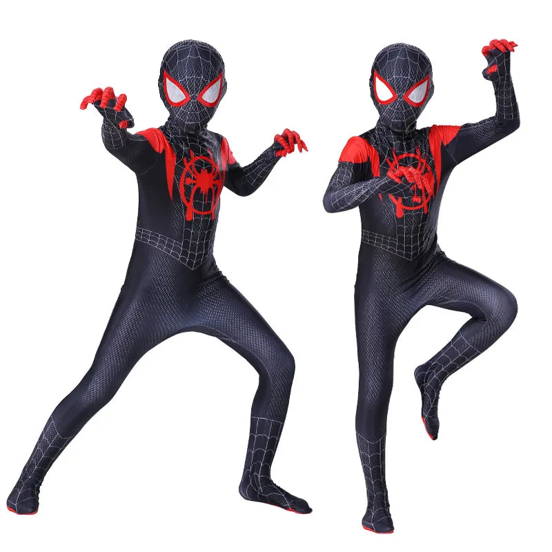 Spiderman Cosplay Jumpsuit for Kids – Miles Morales Superhero Costume, Halloween & Carnival Zentai Bodysuit