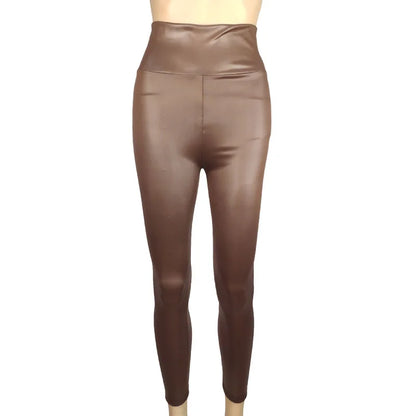 Women’s High Waisted Faux Leather Leggings – Sexy Tight Colorful Yoga Pants for Women