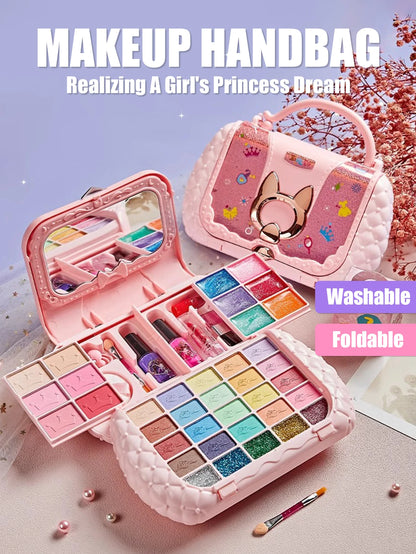 Children's Cosmetics Set – Princess Mirror, Real Washable Beauty Toys for Girls, Non-Toxic & Safe Pretend Play Gift