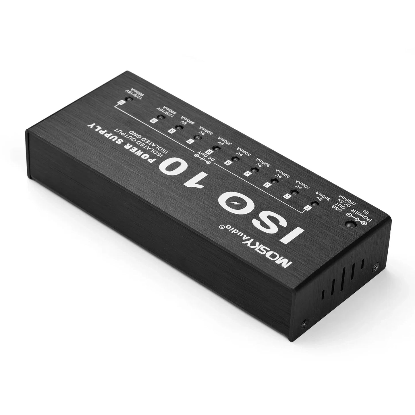 MOSKY ISO 10 Guitar Effect Pedal Power Supply – 10 Isolated DC Outputs, 5V USB Output, 9V 12V 18V Protection for Guitar Accessories