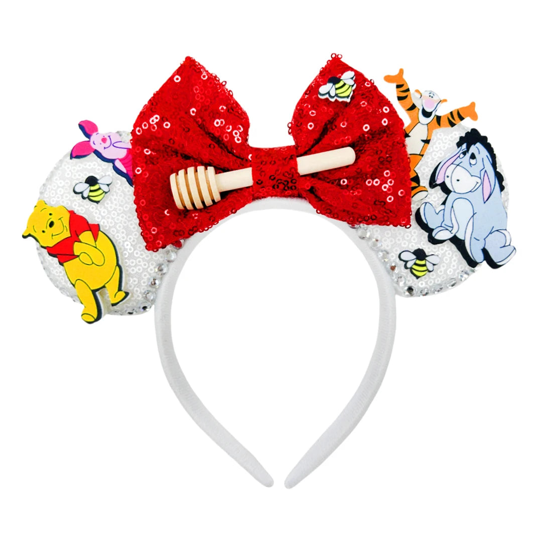 Mickey Mouse Ears Headband with Bow – Sequin Candy Cosplay Costume Party Accessory for Girls & Women, Christmas Gift