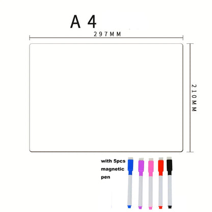 Magnetic Dry Erase Board for Refrigerator – Flexible Whiteboard Sheet with Marker, Erasable Kitchen Memo & Grocery List (A3, A4, A5)