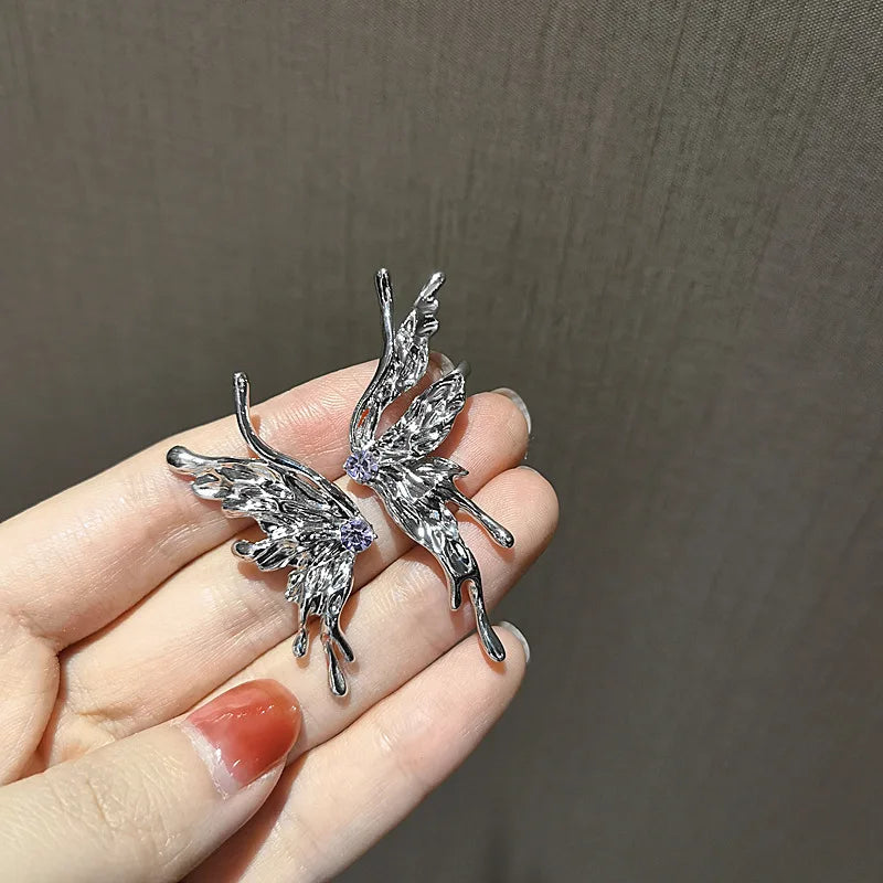 Fashion Punk Irregular Liquid Earrings – Metal Hollow Clip Earrings for Girls, Y2K Hip-Hop Party Jewelry Gifts