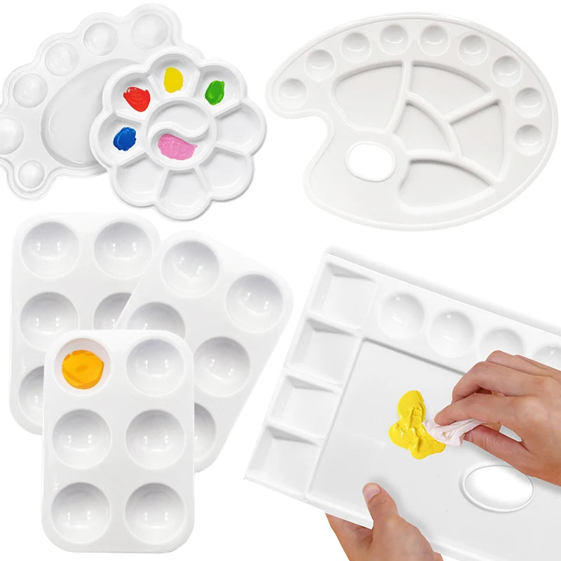 Reusable Plastic Painting Palette – Easy-Clean Paint Tray Art Supply for Acrylic & Watercolor, Ideal for School & Office Artists
