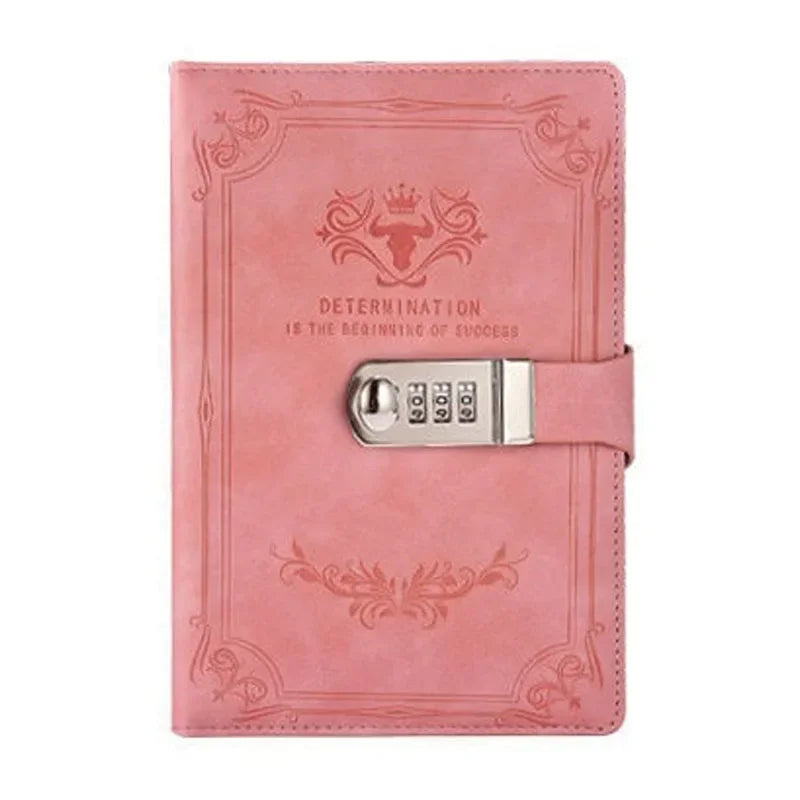 A5 Retro Password Book with Lock – 200 Pages Thick Creative Diary & Student Notepad Notebook
