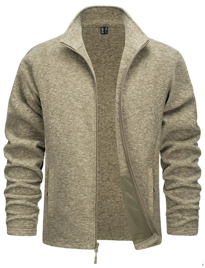TACVASEN Men’s Lightweight Fleece Jacket - Full Zip Spring Casual Outdoor Sportswear with Pockets & Stand Collar