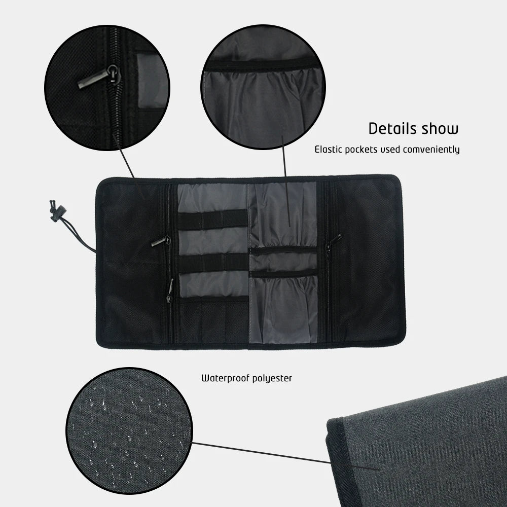 Tech Travel Essential: Electronic Organizer Cord Pouch - Roll-Up Case for USB Cables, Charger, and Phone Accessories