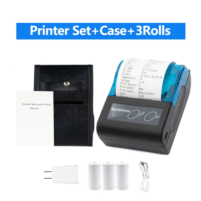 58mm Portable Thermal Receipt Printer – Mini Wireless Bluetooth Ticket & Bill Printer for Android, iOS & Windows