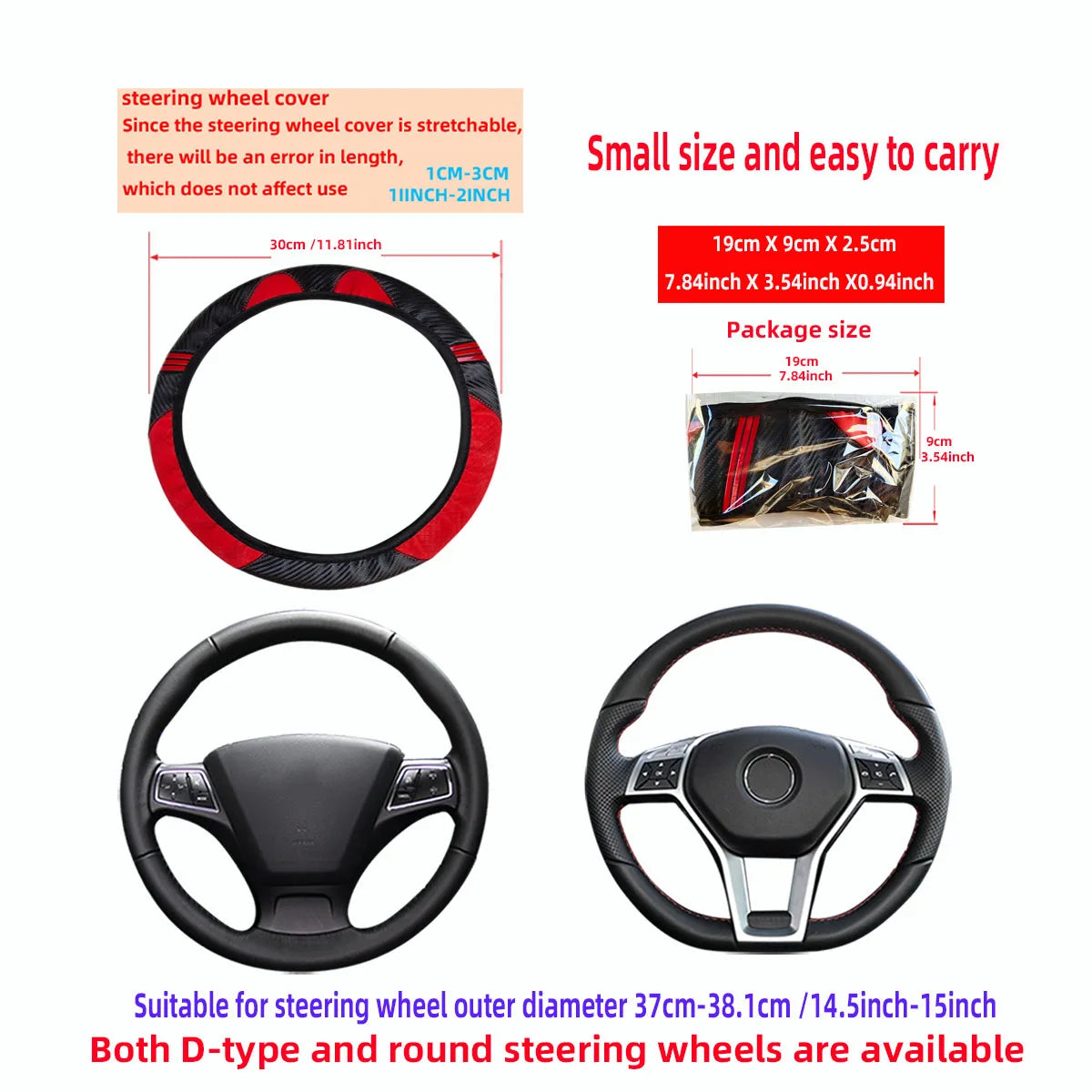 Little Monster PU Embossed Leather Steering Wheel Cover — No Inner Ring, Fits 14.5-15 Inch Wheels