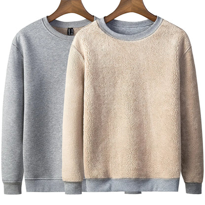 TACVASEN Men’s Winter Fleece Sweatshirt – Thicken Sherpa-Lined Crewneck Pullover, Warm Heavy Winter Top, No Hood