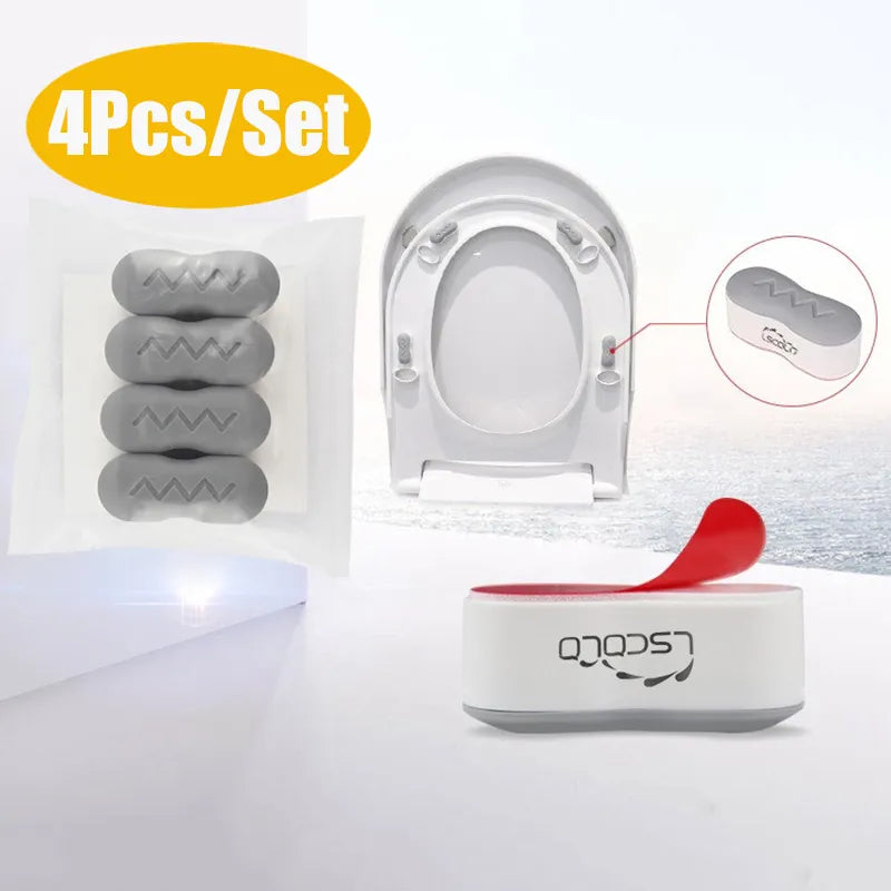 Set of 4 Anti-Slip Toilet Cover Gasket Bumpers - Self-Adhesive Arc-Shaped Cushioning Pads for Toilet Seat Protection
