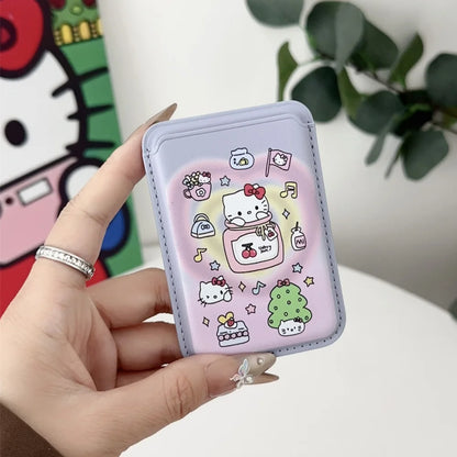 INS MagSafe Hello Kitty Wallet Card Holder Case for iPhone 17 / 16 / 15 / 14 / 13 Air Pro Max – Magnetic Card Clip Slim Wallet Phone Cover for Girls Gift Style Accessory