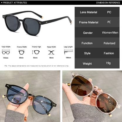 SHAUNA Retro Square Polarized Sunglasses — Fashion Rivet-Decorated Shades for Women & Men, UV400 Driving Sun Glasses