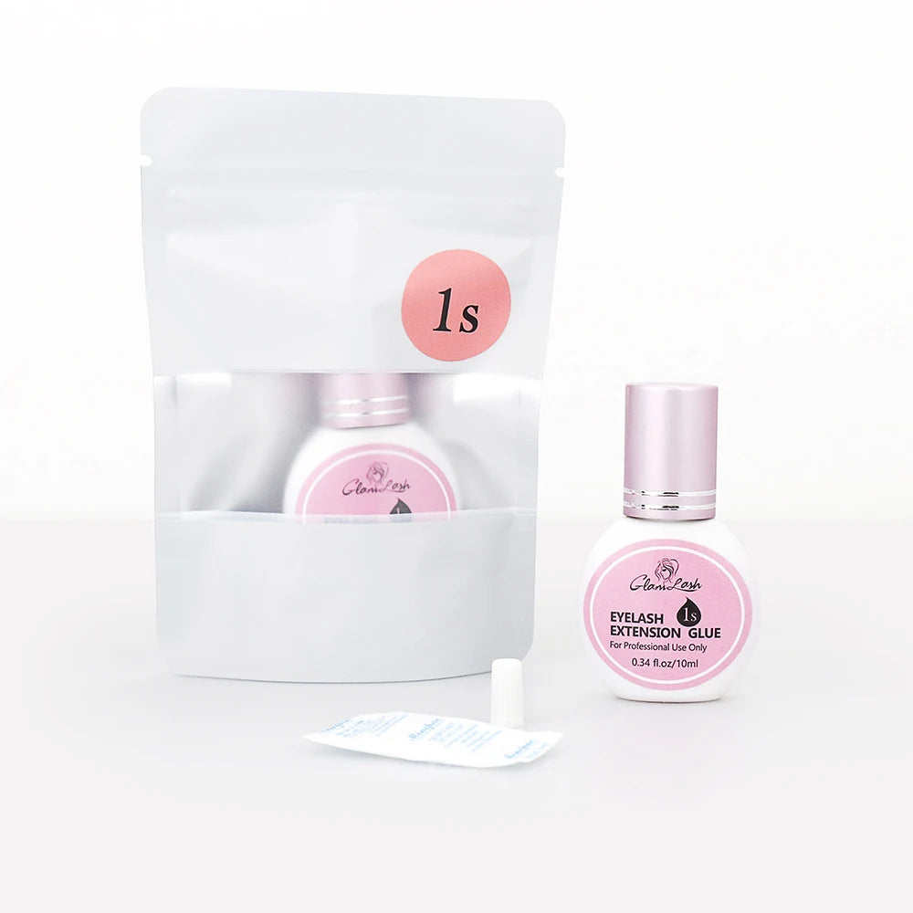 GLAMLASH Eyelash Extension Glue — 0.3-2 Sec Fast-Dry Black Adhesive for Individual False Lashes, Professional Kit