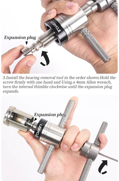 LEBYCLE Bike Hub Bearing Removal Tool — MTB & Road Bicycle Hub Tower Puller for Hub Repair