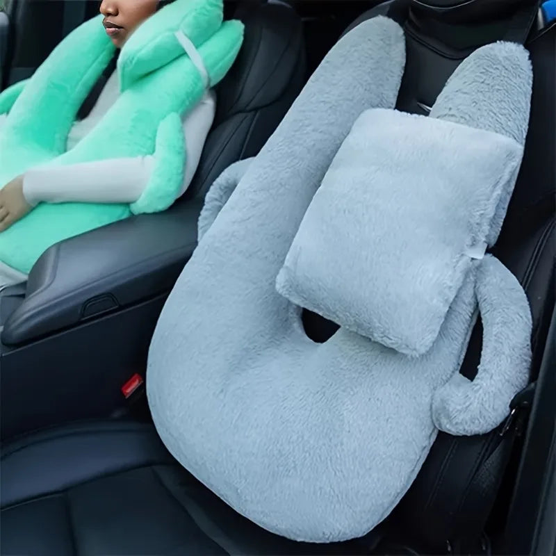 U-Shaped Multifunctional Car Pillow – Plush Travel Neck Pillow with Removable Sleeve