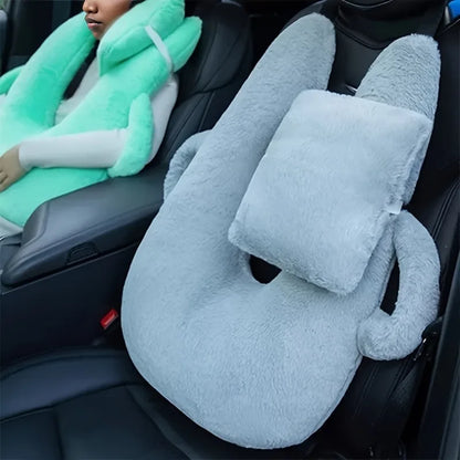 U-Shaped Multifunctional Car Pillow – Plush Travel Neck Pillow with Removable Sleeve