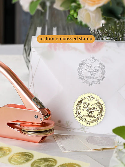 Custom Logo Embossing Stamp Machine – Personalized Emblem Seal for Wedding, Library, Book & Paper Stamps