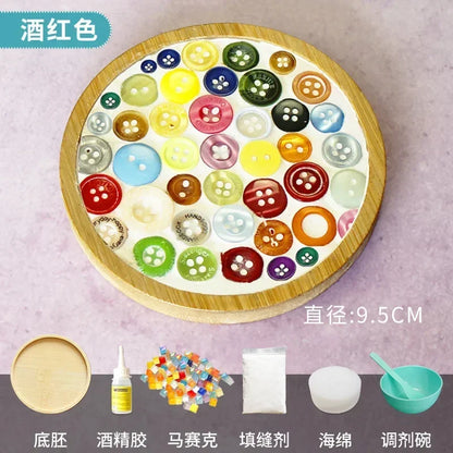 DIY Handmade Mosaic Coaster Set – Bamboo Heart & Square Cup Mats, Creative Parent-Child Educational Craft Toy Kit for Free Design Activities