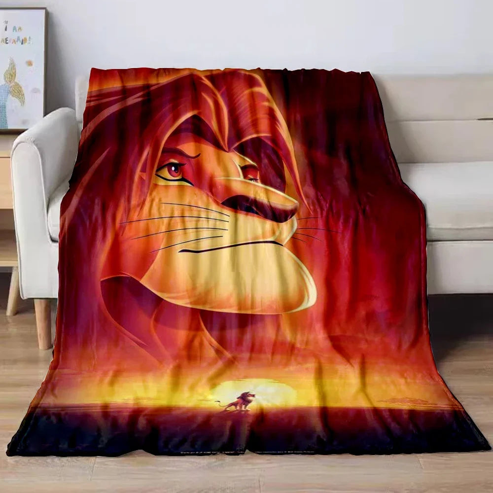 Lion King Simba Cartoon Flannel Blanket – Soft Cozy Throw for Sofa, Bed, Car, Camping, Travel & Kids Gift